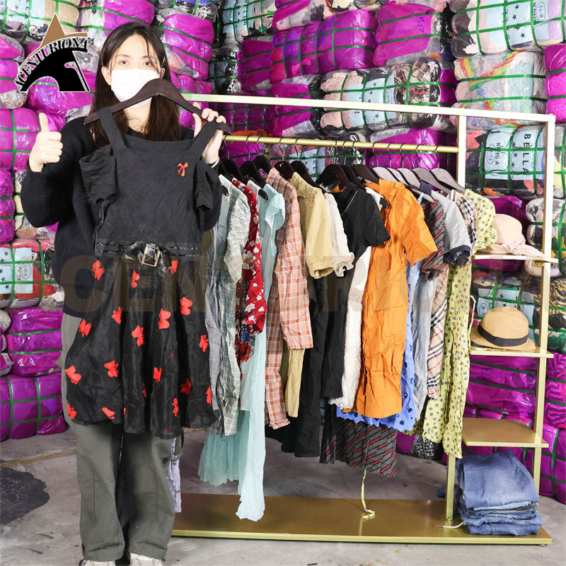 Wholesale Casual Used Cotton Dresses Floral Print Ladies Summer Women Short Sleeve Second Hand Clothes - 图片 3