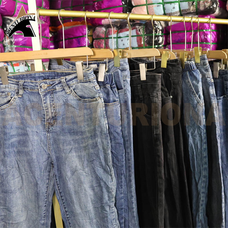 Wholesale Blue Jeans High Waisted Pant Used Clothes Women Second-hand Pant Clothes Bales - 图片 5