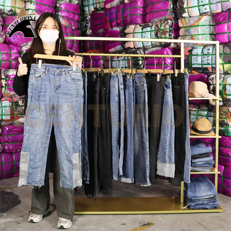 Wholesale Factory Ladies Used Trousers Jeans Levis Vintage Jeans Stock Pants Denim Second Hand Clothing - 图片 2