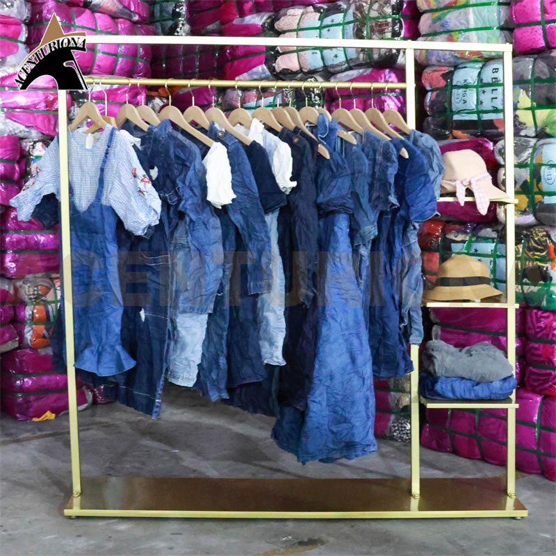 Wholesale Ladies Blue Cowboy Dress Long Denim Dresses Women Loose A-Line Swing Flowy Jean Second Hand Clothes - 图片 4