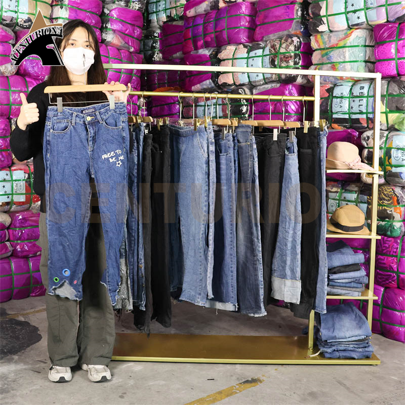 Wholesale Factory Ladies Used Trousers Jeans Levis Vintage Jeans Stock Pants Denim Second Hand Clothing - 图片 5