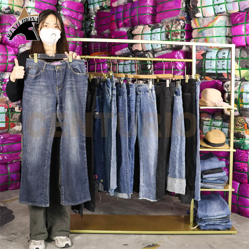 Wholesale Friperie Denim Trousers Ladies Jeans Pants Vintage Used Clothes Women Second Hand Pant Ukay Ukay Bale - 图片 2