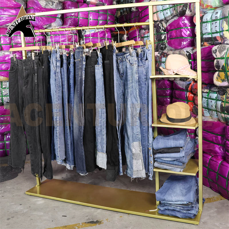 Wholesale Friperie Denim Trousers Ladies Jeans Pants Vintage Used Clothes Women Second Hand Pant Ukay Ukay Bale - 图片 3