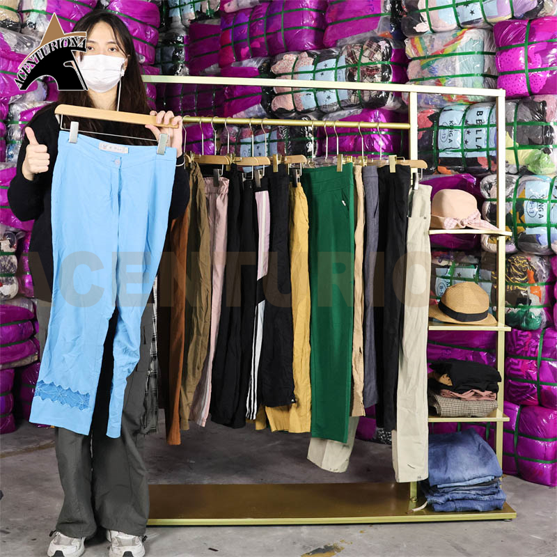 Wholesale Streetwear Wide Leg Pants Casual Ladies Used Pants Clothes Clothing Ladies Cotton Pants - 图片 6