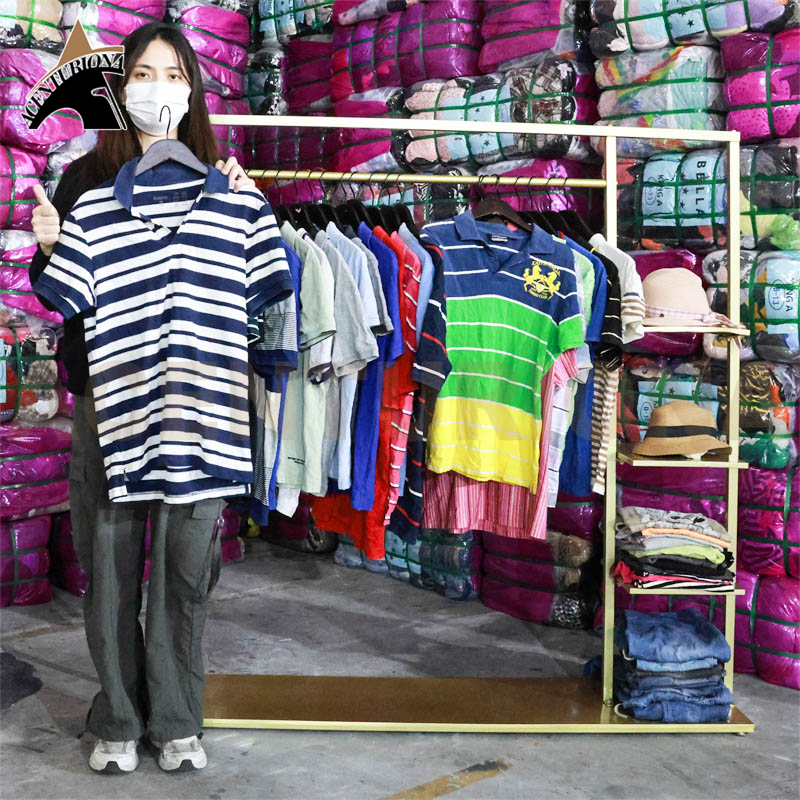 Wholesale Used Men Tshirts Stock Clothes Bales Summer Shirt Short Sleeve T-shirt Apparel Second Hand Used Clothes in Bales - 图片 4